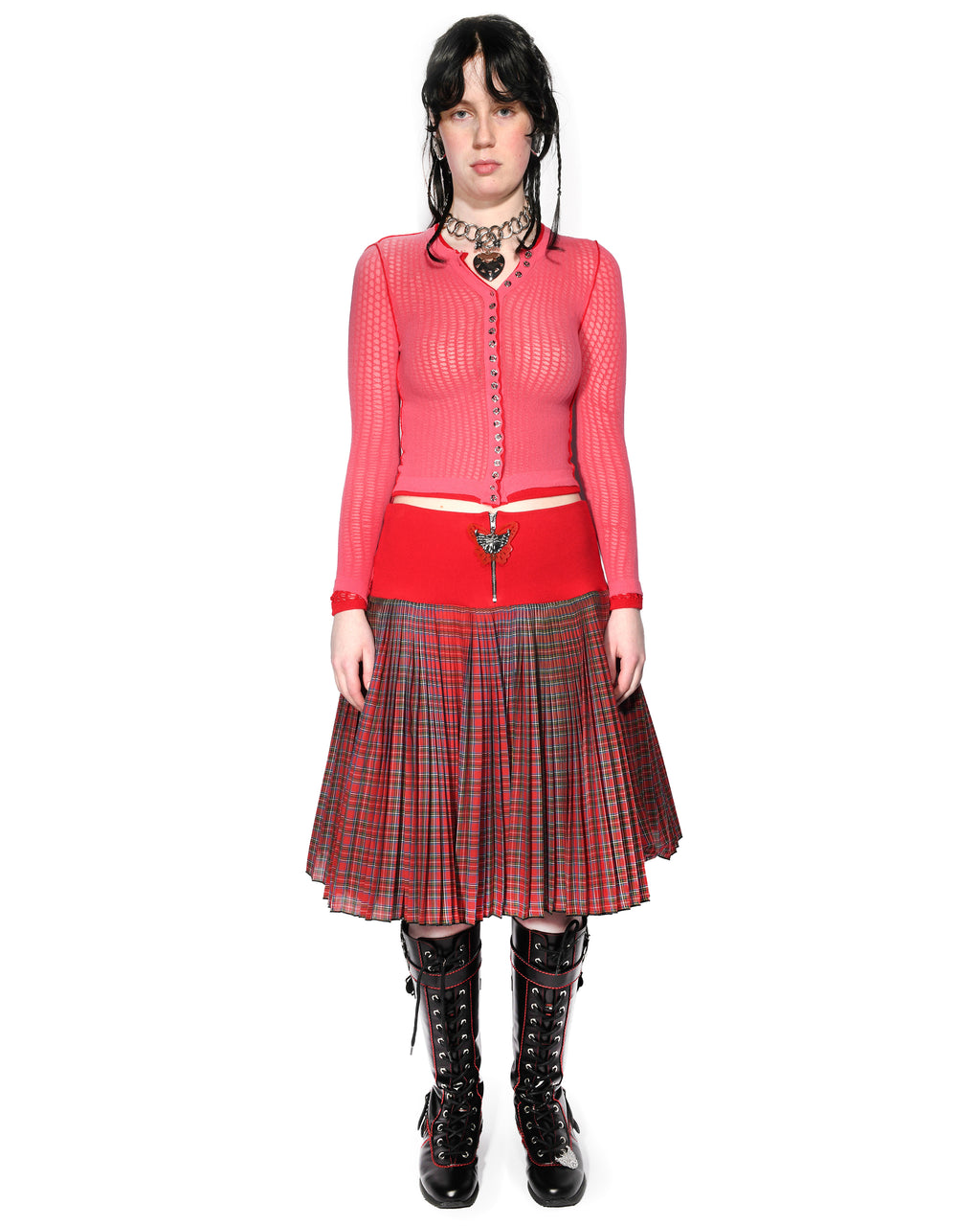 Pink Fishnet Cardigan