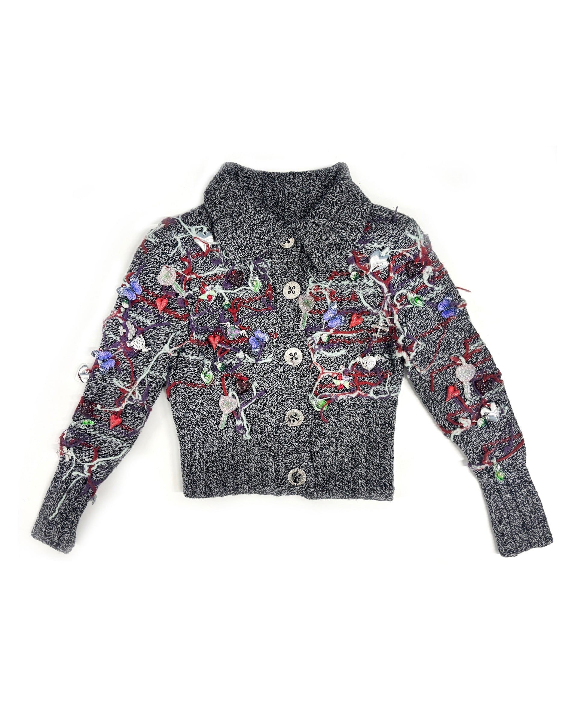 Grey Melange Washed Up Cardigan