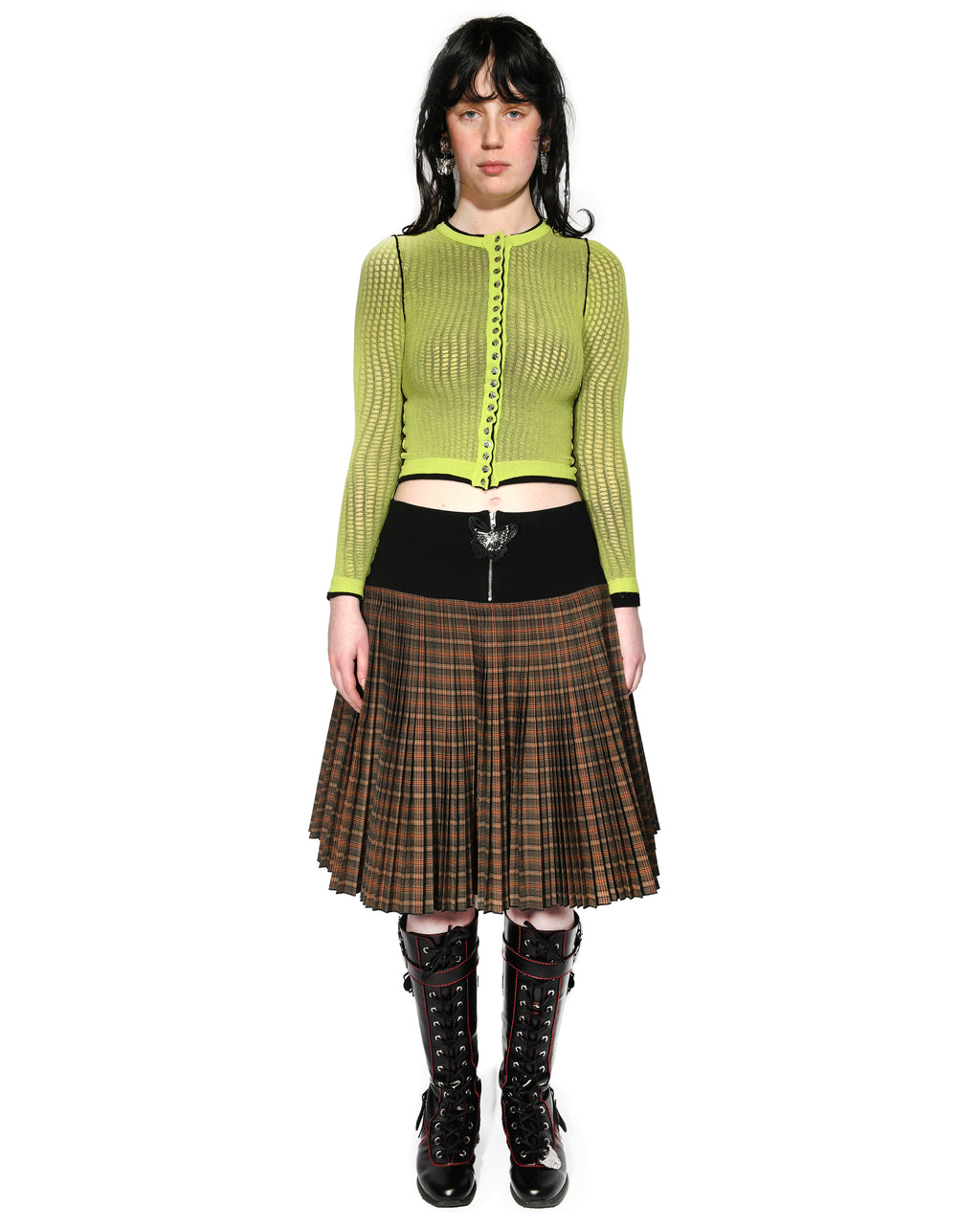 Green Fishnet Cardigan