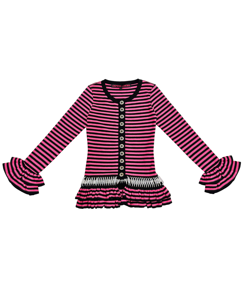Pink Ruffle Carabiner Cardigan