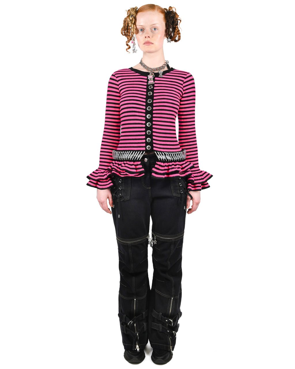 Pink Ruffle Carabiner Cardigan