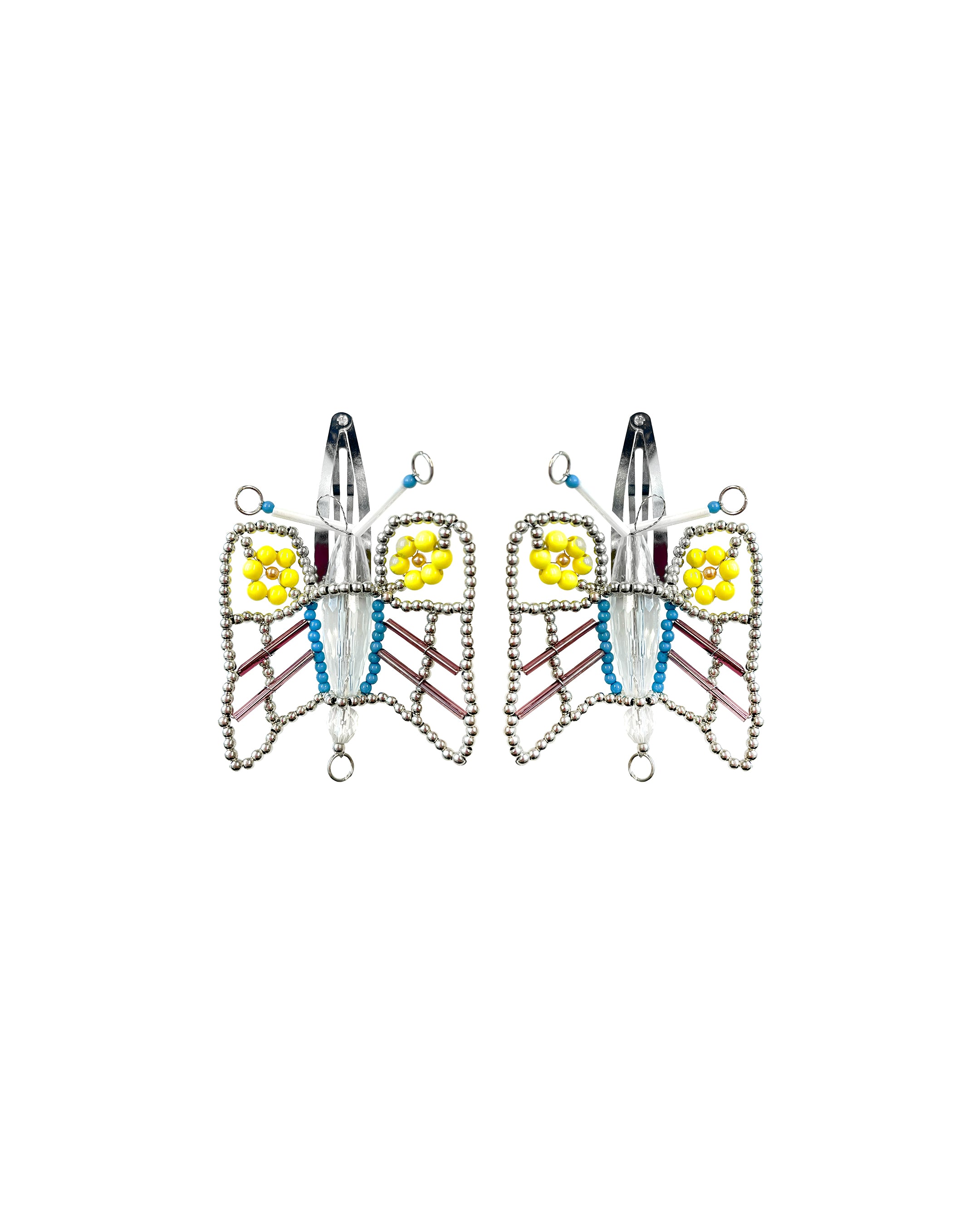 Beaded Butterfly Hair Clips
