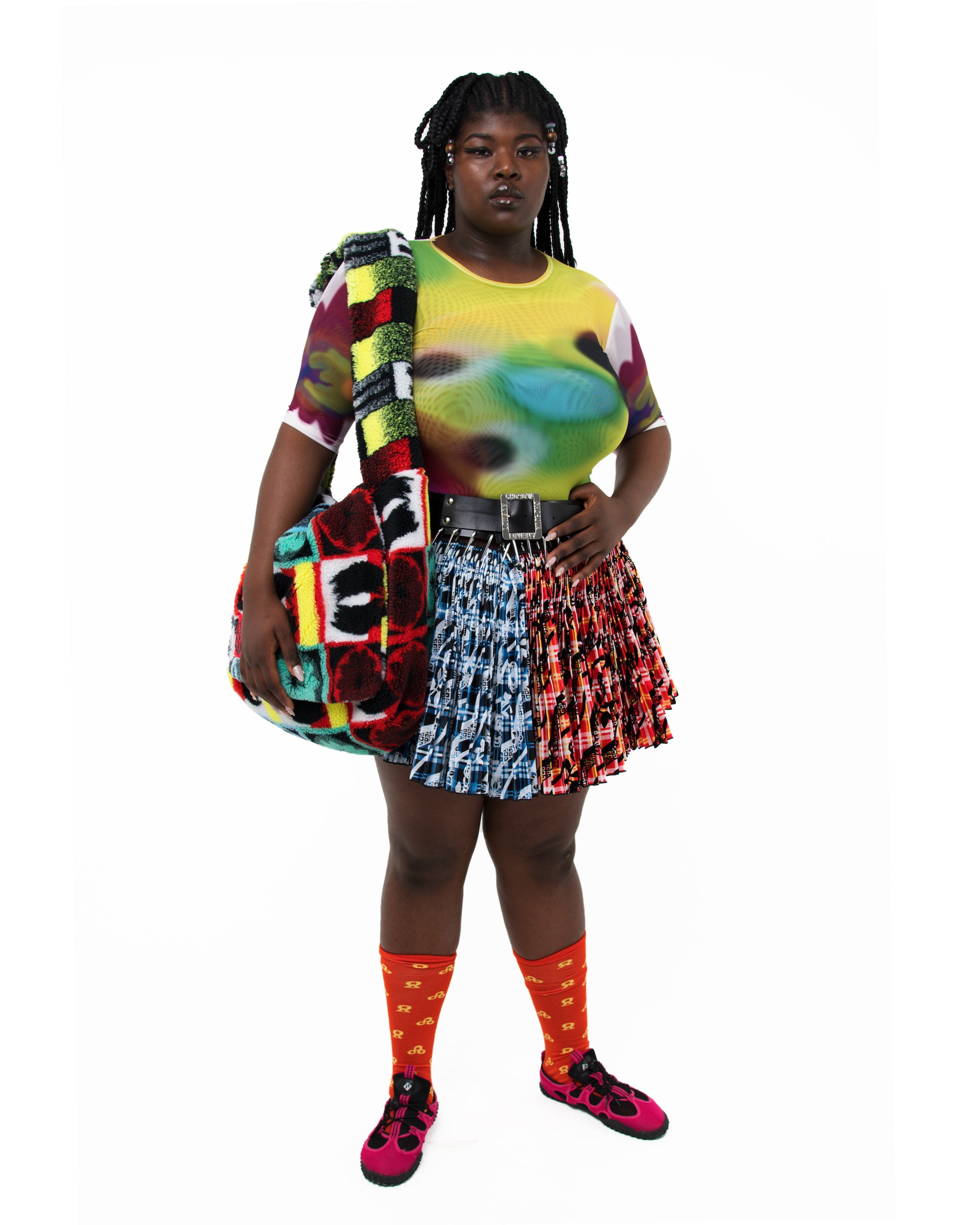 Multi-Coloured Printed Fleece Bag