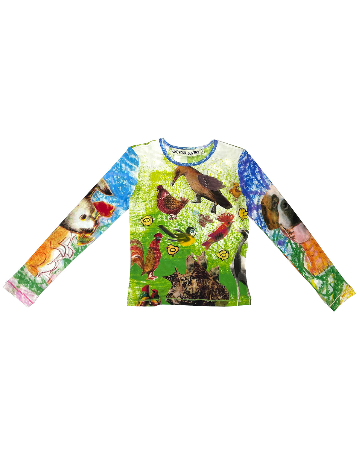 Birds Everywhere Fitted Mesh Top