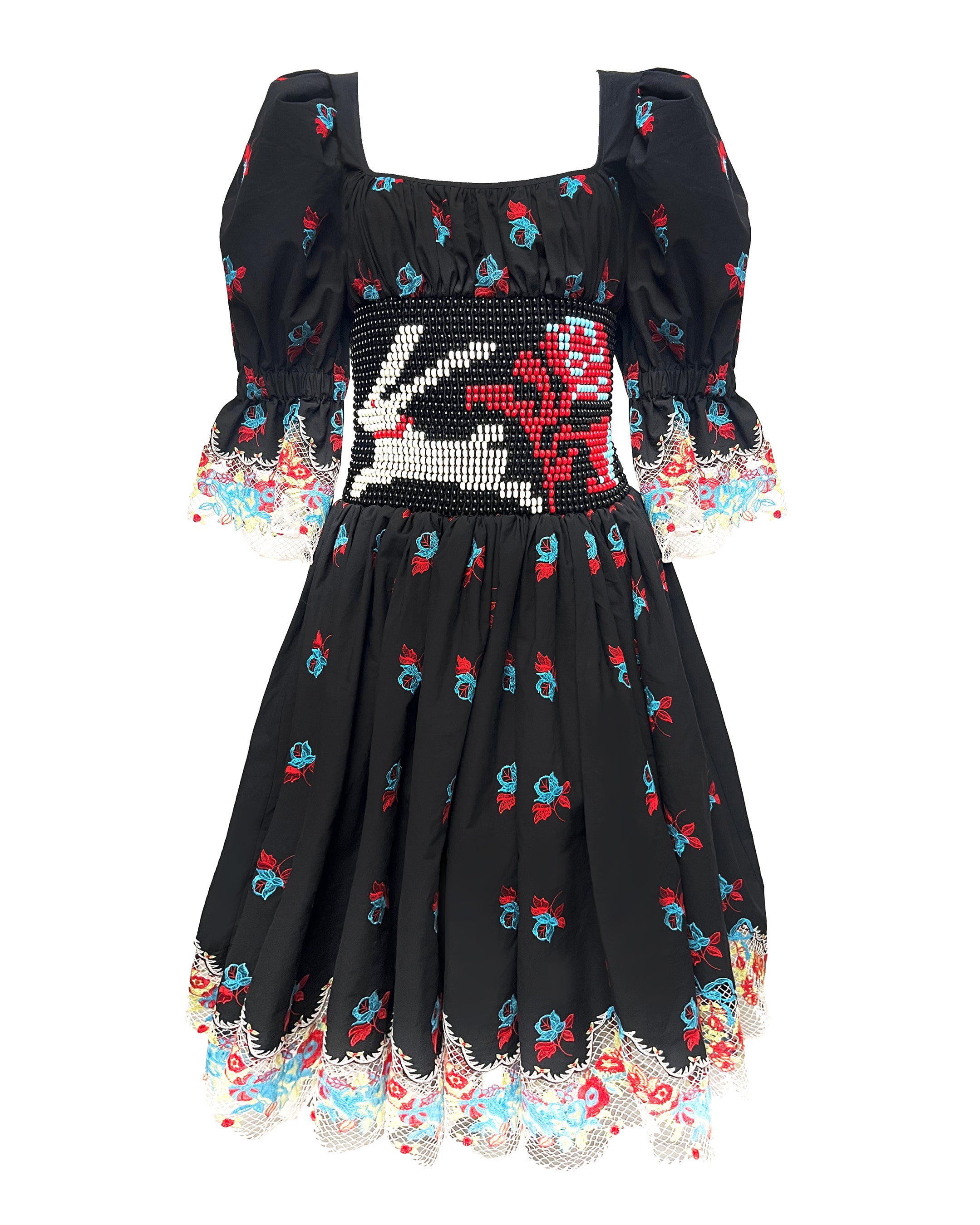 Pick-Ups Beaded Black Broderie Dress