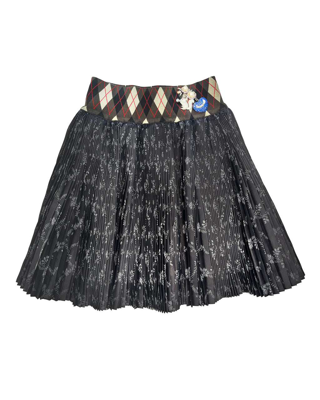 Crescent Black Pleated Knee Skirt
