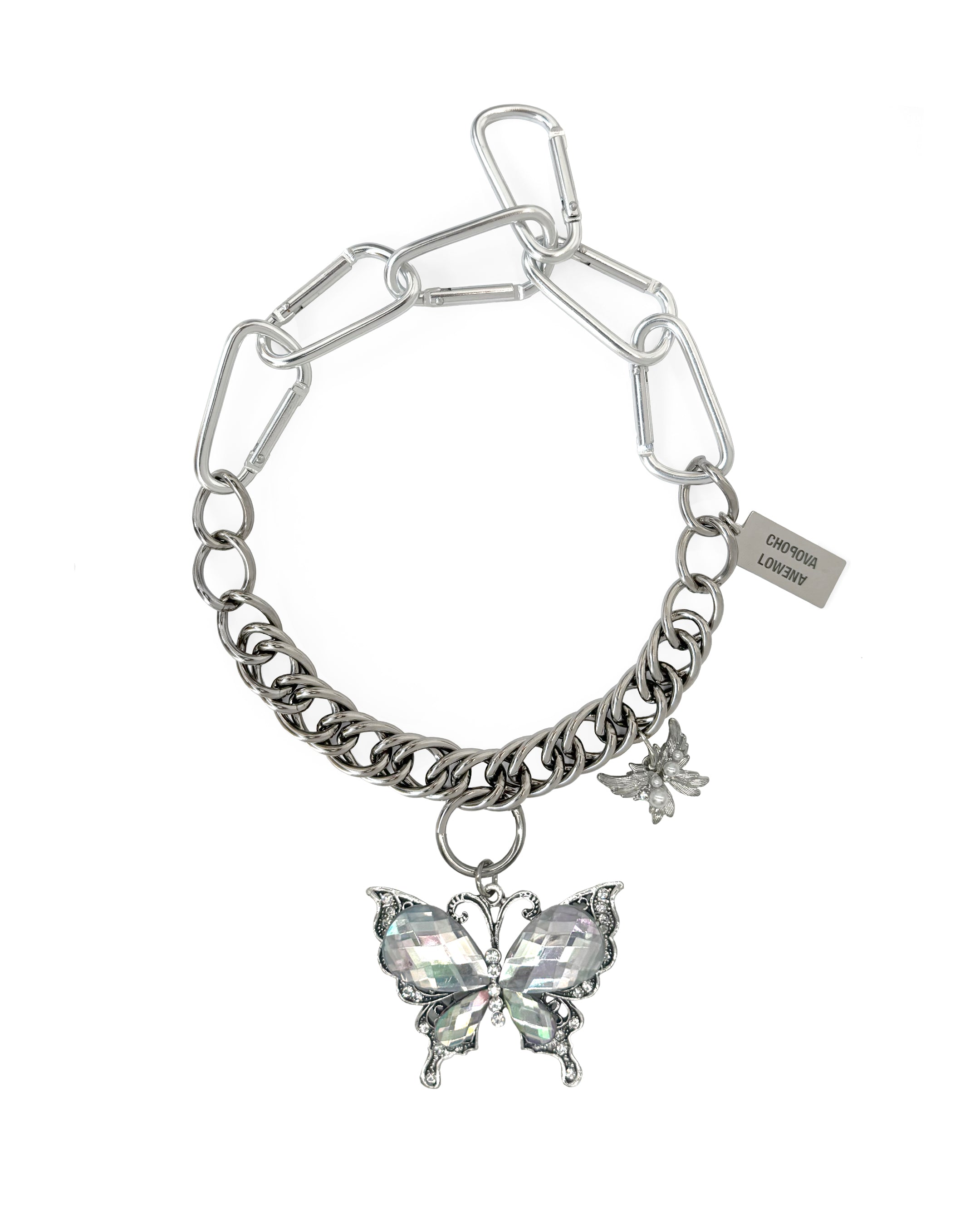 Double Butterfly Carabiner Necklace