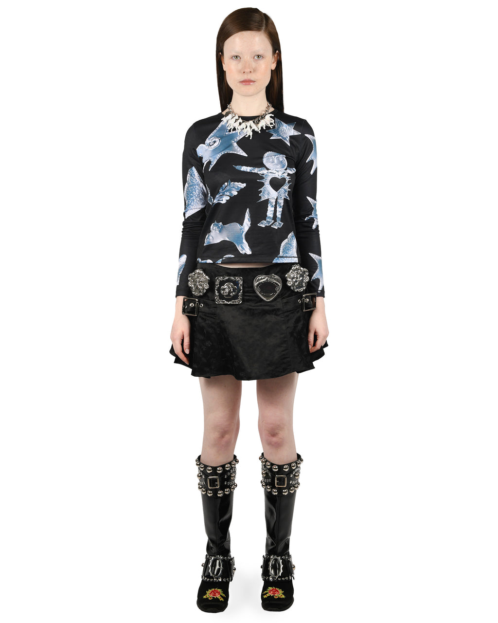 Metal Scratchy Fitted Jersey Top
