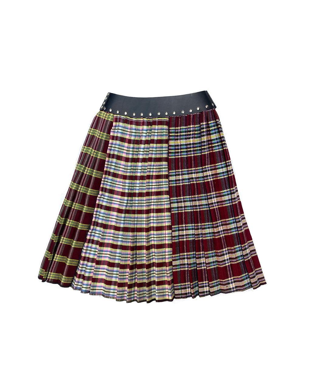 Pleated Burgundy Multi Wool Skirt