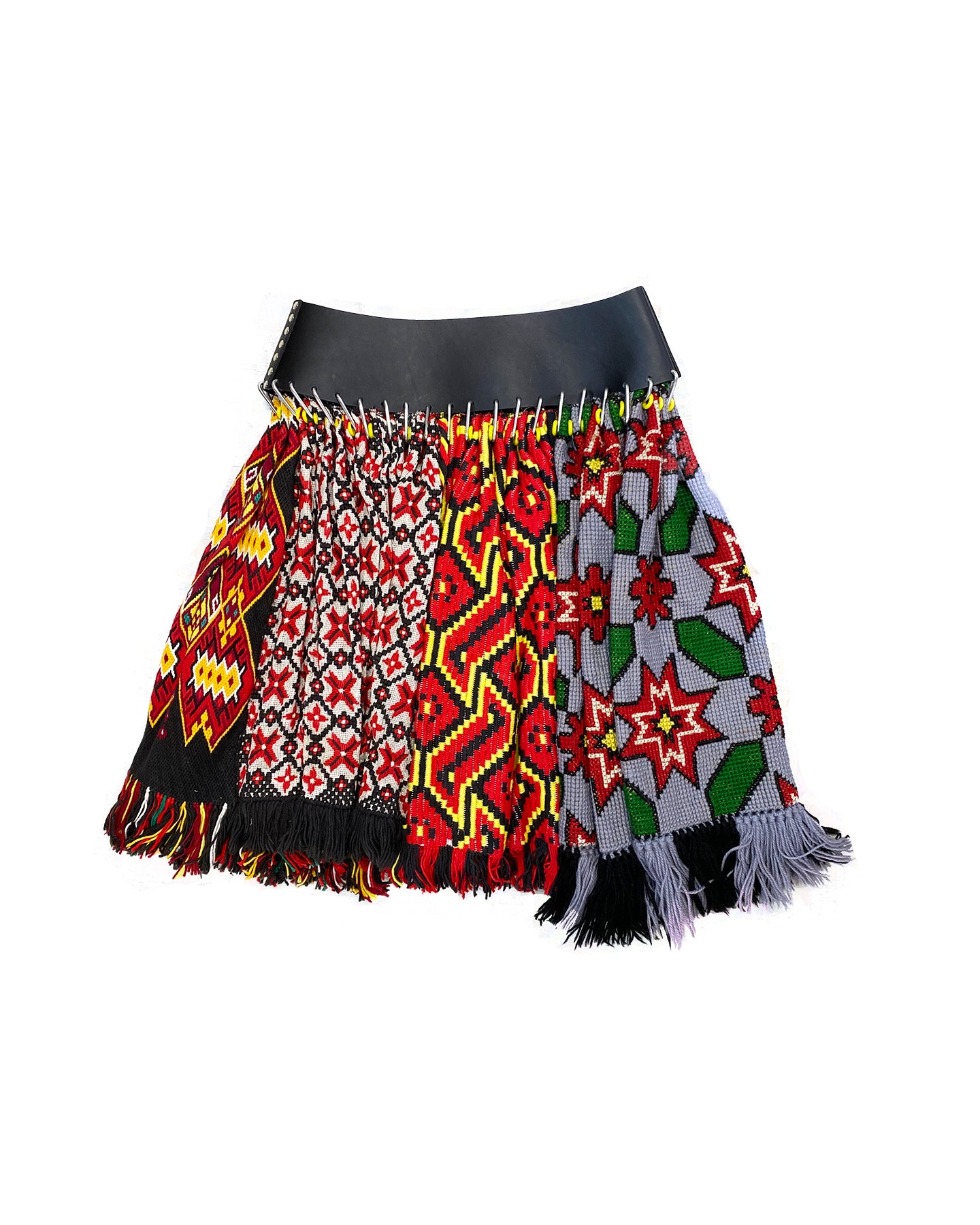 Fringe Scarf Skirt Black Belt