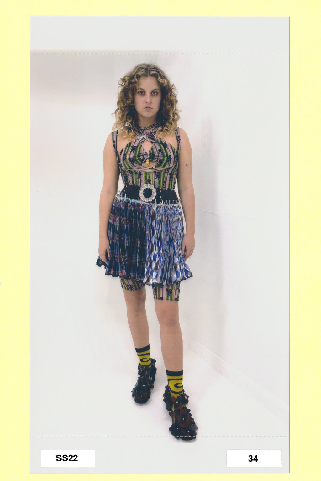 Split Argyle + Plaid Mini Skirt