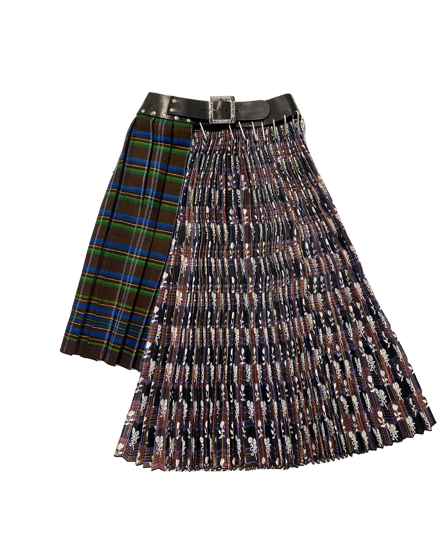 Black Belt Half and Half Midi Skirt